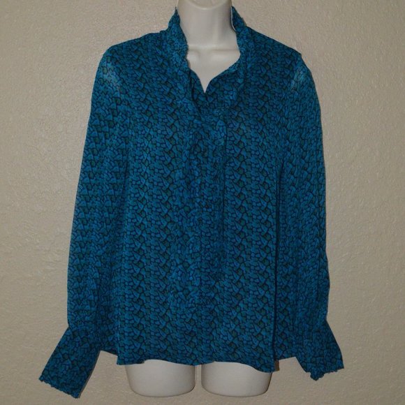NWT $246 Sz S Karina Grimaldi Cloud Print Blouse - Picture 1 of 6